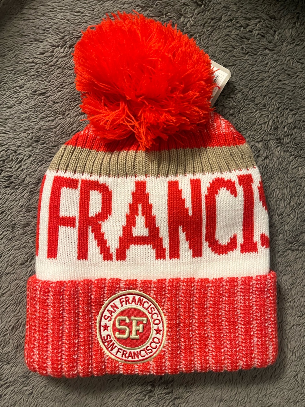 NWT San Francisco Giants Red White Cuffed Knit Pom Beanie Unisex 12 Semper Fi